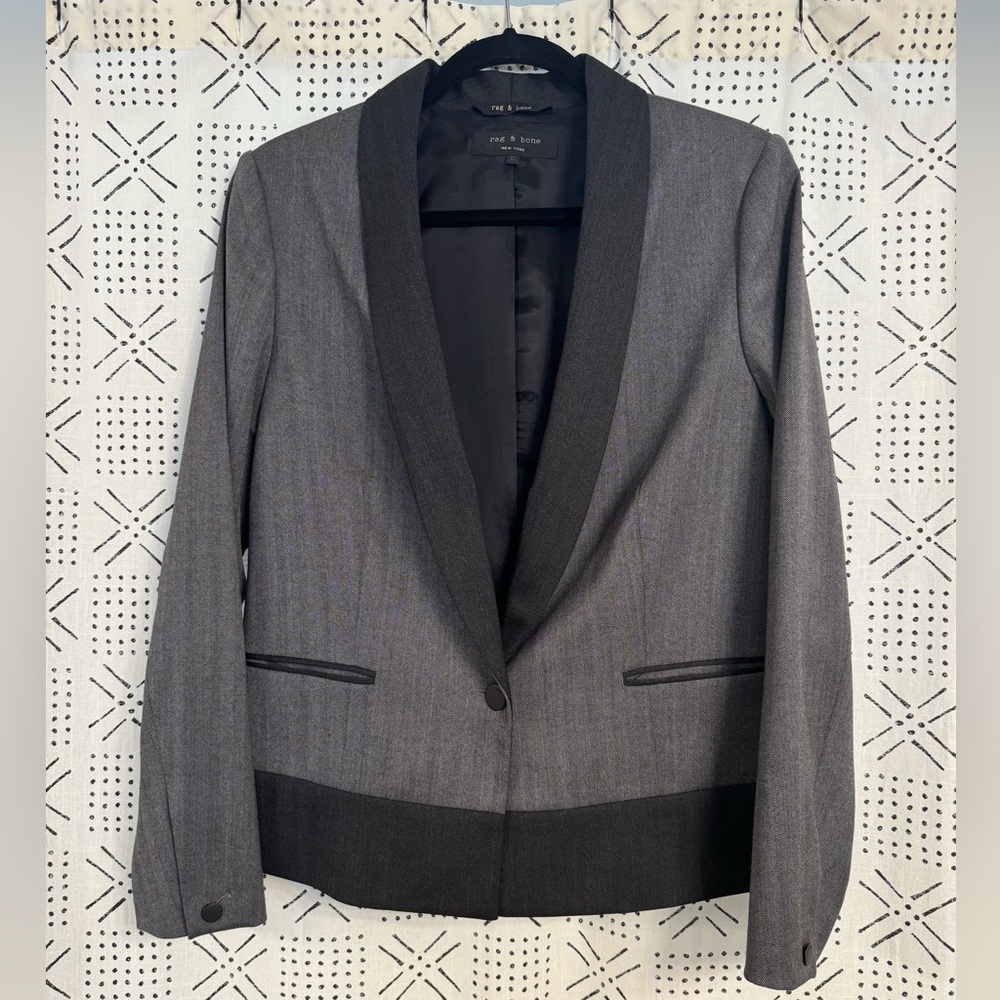 RAG & BONE Wool-Blend Black & Gray Blazer